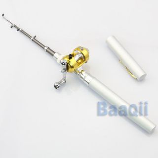   Mini Pocket Portable Aluminum Alloy Pen Fish Fishing Rod Pole w/ Reel