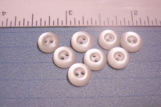   WHITE FROST PLASTIC TINY BUTTON~BABY,CR​AFT,DOLLS~SET OF 8~SEW THRU