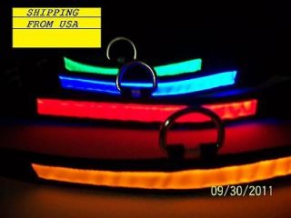   Color LED Flashing Lighting Safety Pet Dog Nylon Flat Collar Fashion