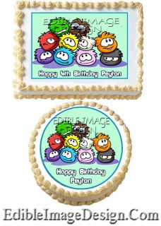 CLUB PENGUIN PUFFLES Edible Party Birthday Cake Image Cupcake Topper 