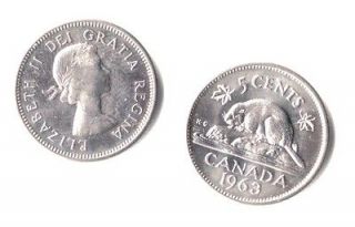 ONE  1963   CANADIAN NICKEL IN UNCIRCULATED AND PROOF LIKE 