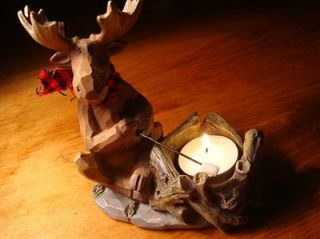   Campfire Candle Holder Rustic Log Cabin Primitive Lodge Home Decor NEW