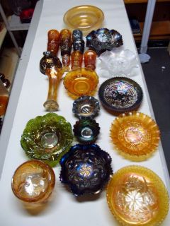LOT OF 23 CARNIVAL GLASS SHELFERS ~ NORTHWOOD, FENTON, SOWERBY, CROWN 