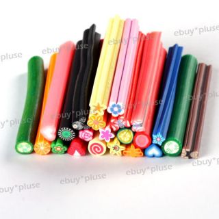 Cute 25pc 3D Nail Art Fimo Canes Stick Rods Polymer Clay Stickers DIY 