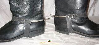 Original WWII Bulgarian royal cavalry boots iron spurs & straps