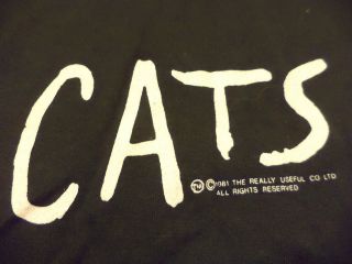 vtg 80s CATS MUSICAL t shirt sz XL broadway theater MADE IN USA