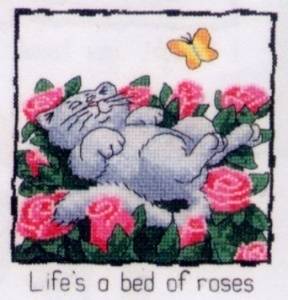 Heritage Cats Rule Cross Stitch Kit A Bed Of Roses A