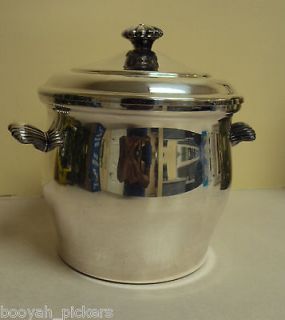 VINTAGE WM ROGERS 27 ICE BUCKET UNPOLISHED SILVER PLATED WITH PYREX