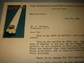 1924 National CASH REGISTER Co. Letterhead / Brochure