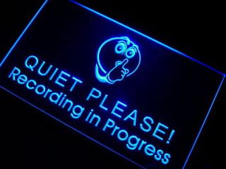 m096 b Recording in Progress Quiet Please Neon Sign