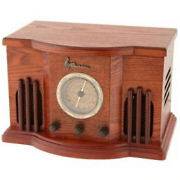   RETRO STYLE VINTAGE CD PLAYER AM/FM RADIO in WOOD VENEER CABINET