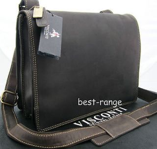 Messenger 10 Laptop Bag Real Leather Distressed D.Brown Visconti BNWT