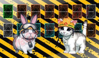 Yugioh Rescue Rabbit and Rescue Cat on Construction Background Custom 