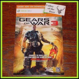   War 3 ►ADAM FENIX◄ DLC Skin Code Pack XBOX 360 Bonus Content GOW3