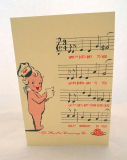 RARE KEWPIE HENDLER CREAMERY CO UNUSED BIRTHDAY CARD HENDLERS FREE 