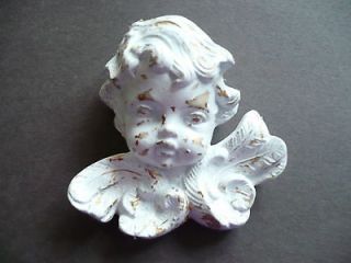 Cherub Angel Face Ceramic Wall Hanging Shabby Chic Cottage Style