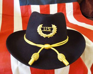   CIVIL WAR UNION YANKEE OFFICERS SLOUCH HAT ,LARGE WITH BADGE & CORD