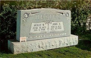Hester Design Grave Headstone Memorials, Tupelo Marble Works, Dexter 