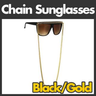 Pop Diva Rave Rihanna Lady Black Gold Chain Sunglasses