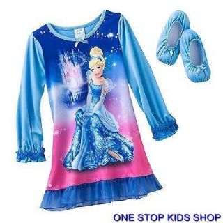 CINDERELLA Toddler Girls 2T 3T 4T Pajamas NIGHTGOWN Slippers Pjs 