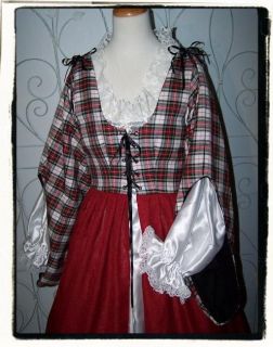Celtic Song Scottish Lass Olive and Black Plaid Renaissance Dress Bust 