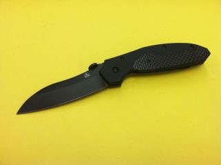   TITANIUM HANDLE CARBON FIBER INLAY BLACK PLAIN EDGE BLADE KNIFE 15B