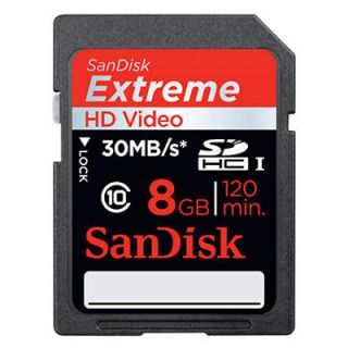 8GB SanDisk Extreme HD Video SDHC Class 10 30MB/S UHS I SDSDRX3 008G 