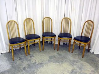 Set of 5 Antique Wooden Parlor Chairs from Ozenbergers Ice Cream Shop 