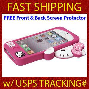 Magenta Hello Kitty Back Cover Skin Case for iPhone 4 4G 4S AT&T 