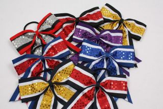 6x5 Cheerleading Hair Bows   With Sequins   Great for Cheer
