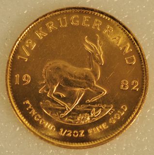 1982 Krugerrand 1/2 Oz Fine Gold Coin