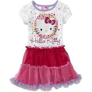 New 1 PC Hello Kitty Dress Tunic Shirt Skirt Tutu Toddler Girl Size 