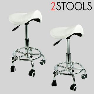 Footrest Saddle Clinic Stool Doctor Dentist Salon Spa White Chair PU 