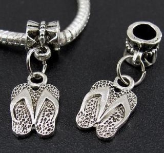   Tibetan Silver Slippers Dangle European Beads Fit Charms Bracelet f321