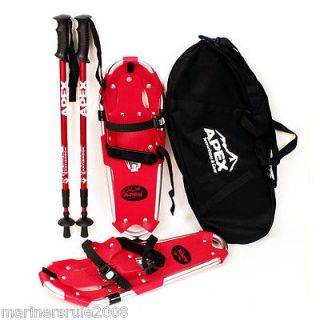   21 inch Apex Snowshoes Set w Telescoping Hiking Poles and Carrying bag