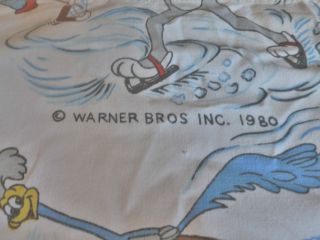   1980 Warner Brothers Looney Tunes Hockey Twin Single Bed Flat Sheet