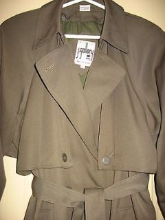   Coat 7 8 Rain Overcoat Green Double Breasted Zip Out Liner Cape Womens