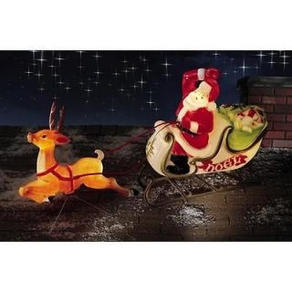 Lifesize Santa Sleigh w/ Reindeer Christmas Blow Mold NEW
