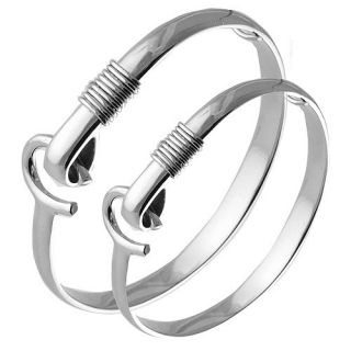 Stainless Steel Caribbean Hook Bracelet Bangle (2 Sizes)