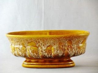 Vintage Haeger Art Pottery Golden Yellow Drip Glaze Footed Planter 