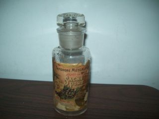 1880s Theodore Metcalf Sachet Powder Boston bottle label + stopper