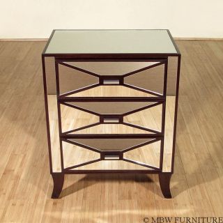 Chic Mosaic Mirrored End Accent Table Mirror Tiled Nightstand