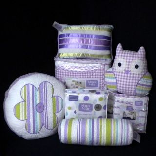   ITS A HOOT *11pc OWL QUILT SET PILLOWS SHEETS FULL LAVENDER GIRL