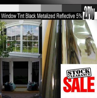 2Ply 5% Roll 36 x 25 Home Window Tint Film Black Metalized 