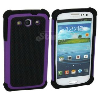 Purple / Black Hard Soft Body Armor Case Cover for Samsung Galaxy S 