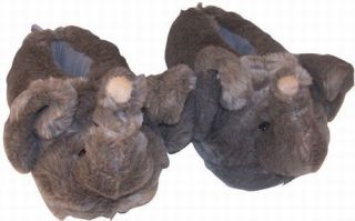 Warm Comfy Stuffed Animal Gray Elephant Slippers Boys Girls Mens 