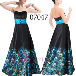   Sexy Peacock Black Evening Dresses Long Party Maxi Gown 07047 SZ XXL