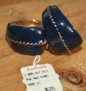 Vintage Donald Stannard Blue Enameled Hoop Earrings NWT