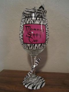 Handpainted Wine Glass (1)   Mommys Sippy Cup   Zebra Print by 