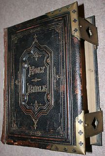 Antique Victorian British Bible 1800s Leather Bound London Thomas 